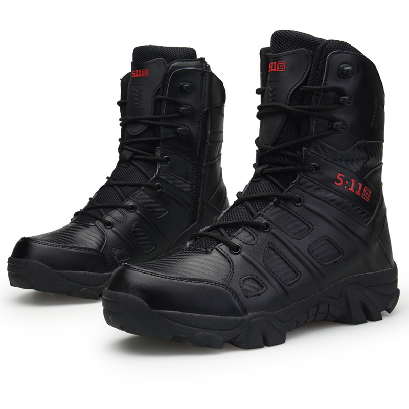 Men's Mixed Material Work Boots - Lace-Up, Waterproof, Wide Toe Box with Arch Support