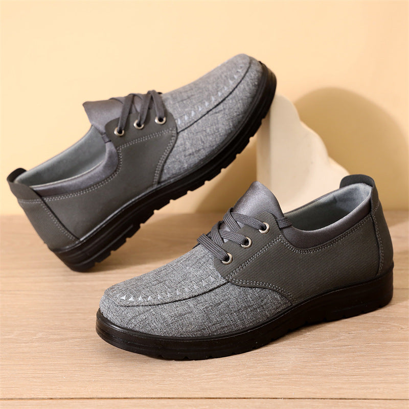 Men's Canvas Walking Shoes - Lace-Up, Breathable, Wide Toe Box with Arch Support