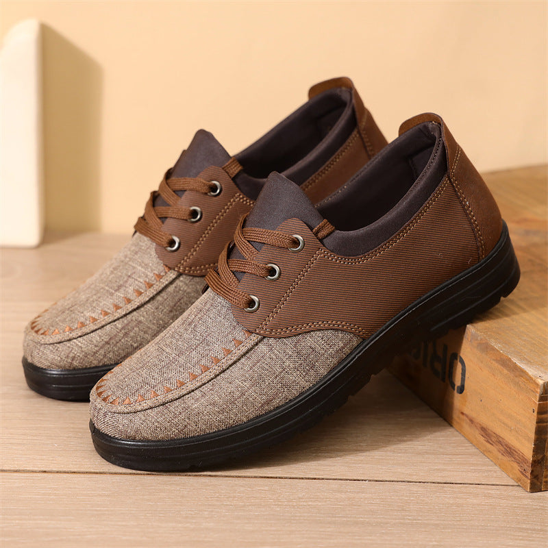 Men's Canvas Walking Shoes - Lace-Up, Breathable, Wide Toe Box with Arch Support