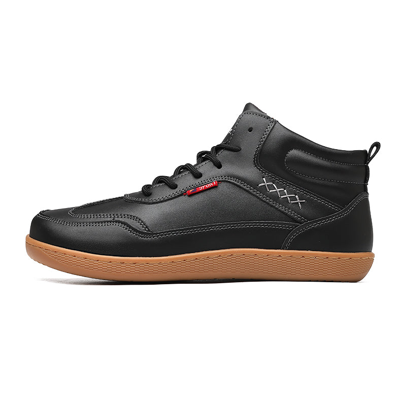 Men's Genuine Leather Walking Shoes - Lace-Up, Waterproof, Wide Toe Box with Arch Support