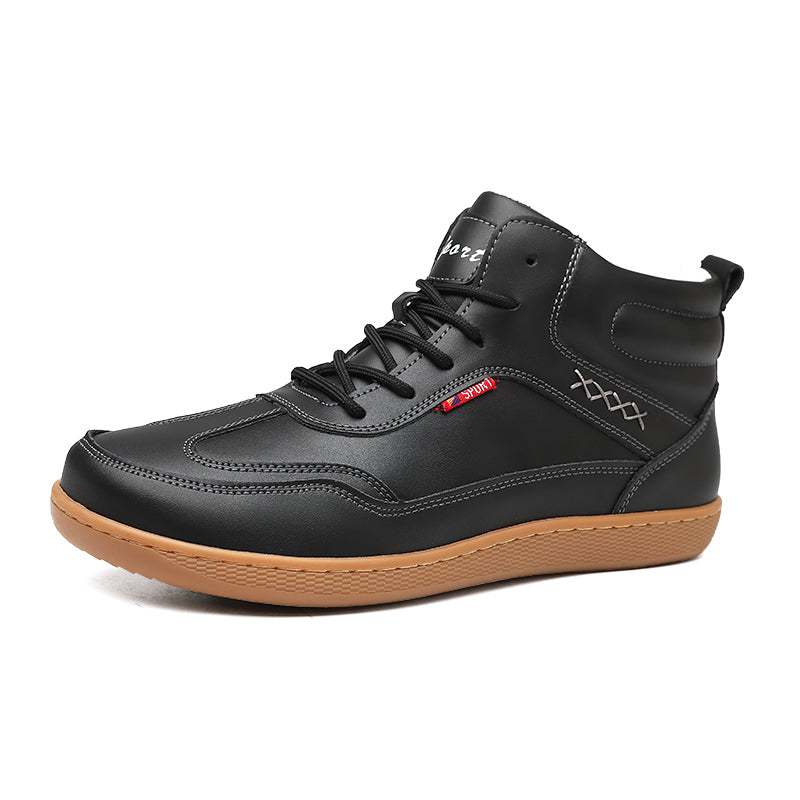 Men's Genuine Leather Walking Shoes - Lace-Up, Waterproof, Wide Toe Box with Arch Support