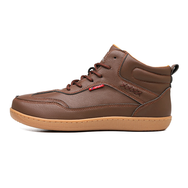 Men's Genuine Leather Walking Shoes - Lace-Up, Waterproof, Wide Toe Box with Arch Support
