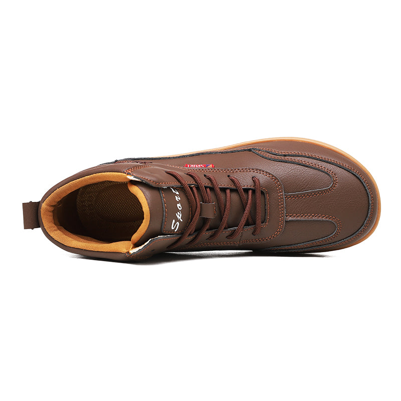 Men's Genuine Leather Walking Shoes - Lace-Up, Waterproof, Wide Toe Box with Arch Support