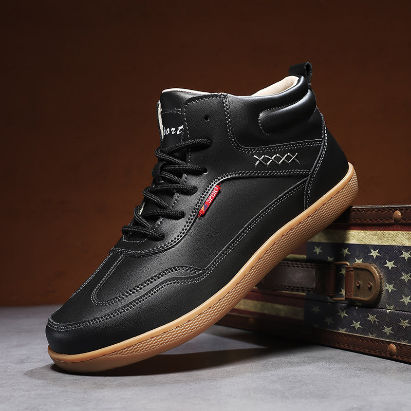 Men's Genuine Leather Walking Shoes - Lace-Up, Waterproof, Wide Toe Box with Arch Support