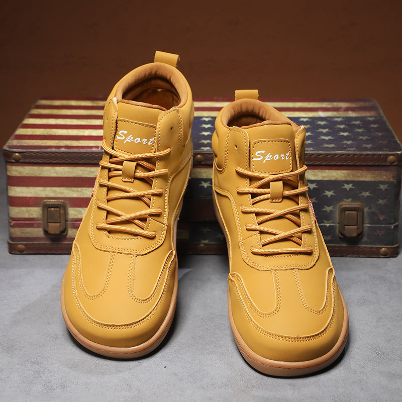 Men's Genuine Leather Walking Shoes - Lace-Up, Waterproof, Wide Toe Box with Arch Support