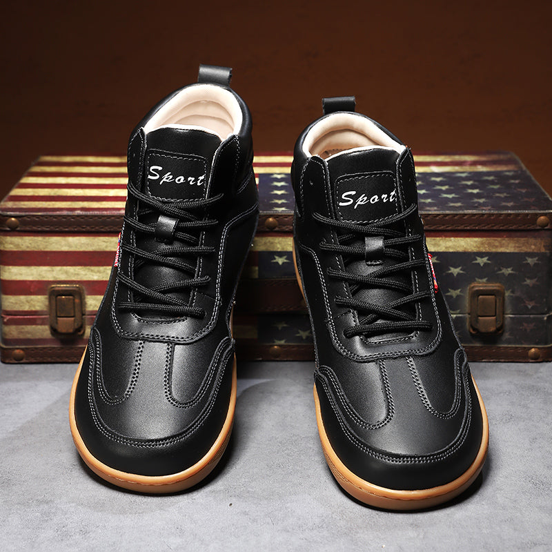 Men's Genuine Leather Walking Shoes - Lace-Up, Waterproof, Wide Toe Box with Arch Support