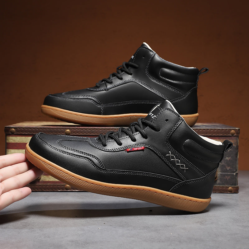 Men's Genuine Leather Walking Shoes - Lace-Up, Waterproof, Wide Toe Box with Arch Support