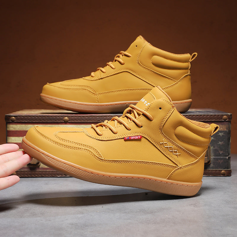 Men's Genuine Leather Walking Shoes - Lace-Up, Waterproof, Wide Toe Box with Arch Support