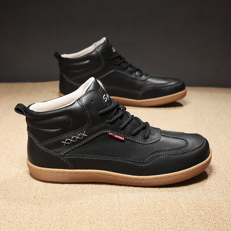 Men's Genuine Leather Walking Shoes - Lace-Up, Waterproof, Wide Toe Box with Arch Support