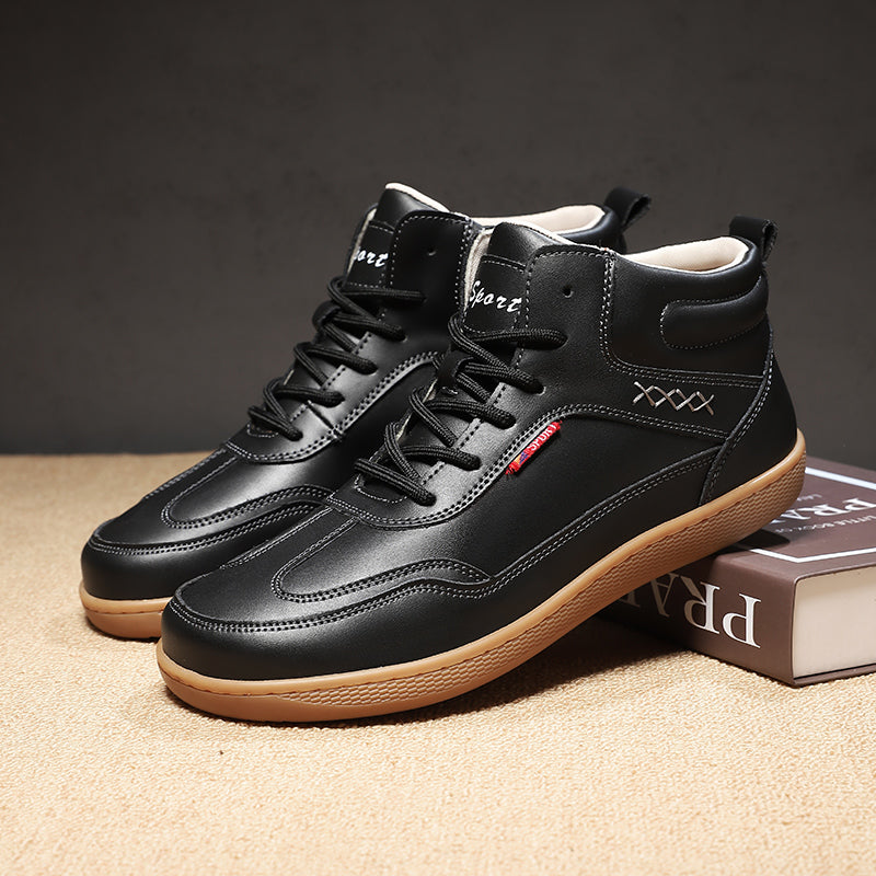 Men's Genuine Leather Walking Shoes - Lace-Up, Waterproof, Wide Toe Box with Arch Support