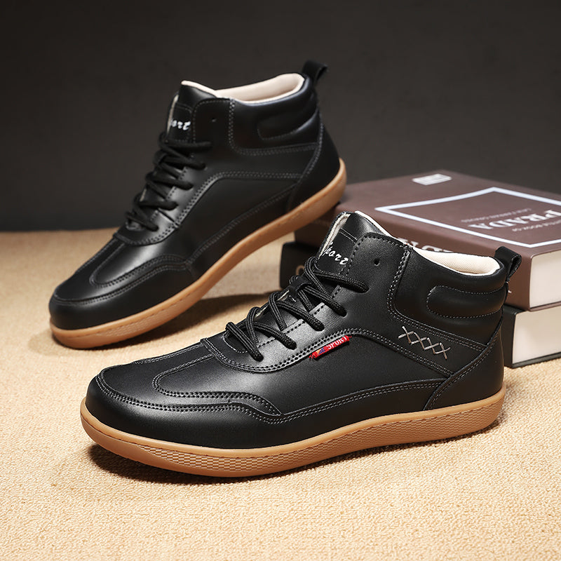 Men's Genuine Leather Walking Shoes - Lace-Up, Waterproof, Wide Toe Box with Arch Support