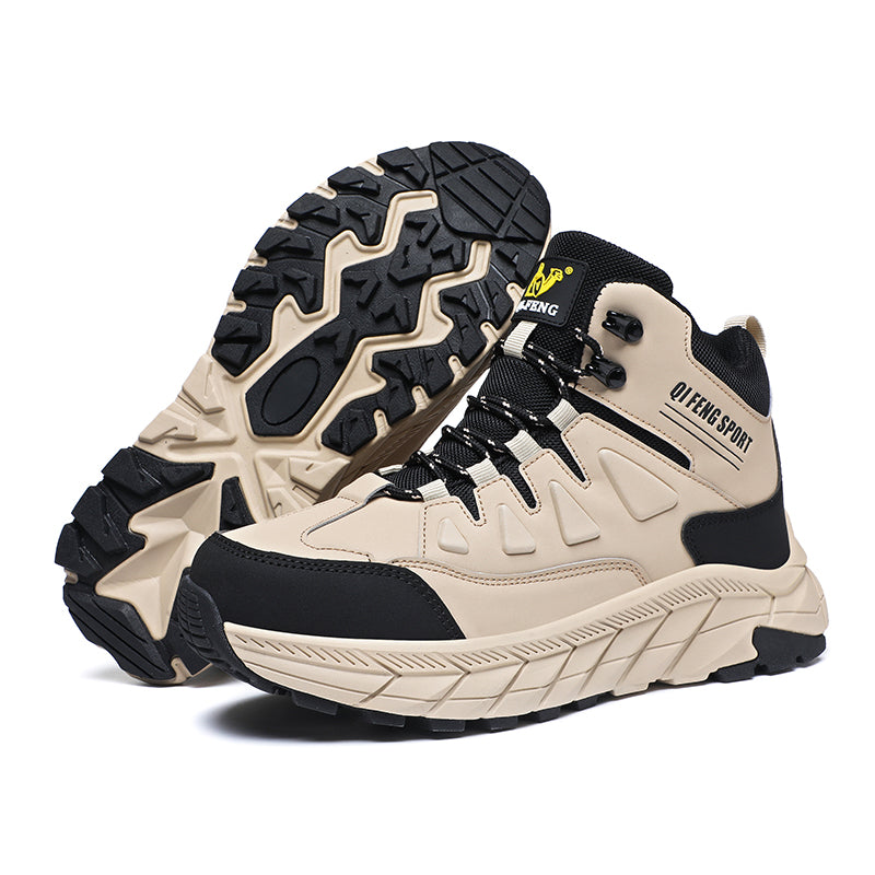Men's Genuine Leather Work Boots - Lace-Up, Waterproof, Wide Toe Box with Arch Support