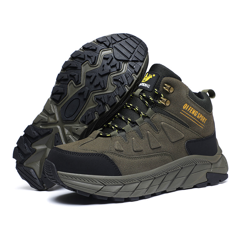 Men's Genuine Leather Work Boots - Lace-Up, Waterproof, Wide Toe Box with Arch Support