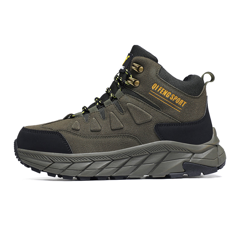 Men's Genuine Leather Work Boots - Lace-Up, Waterproof, Wide Toe Box with Arch Support