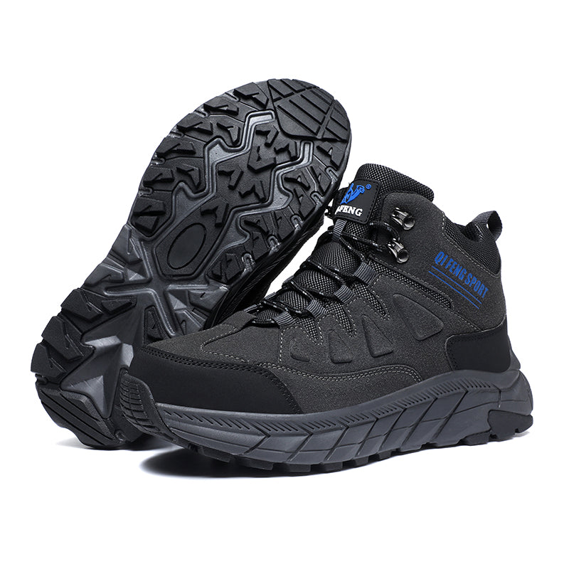 Men's Genuine Leather Work Boots - Lace-Up, Waterproof, Wide Toe Box with Arch Support