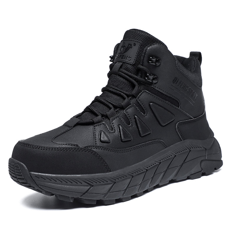 Men's Genuine Leather Work Boots - Lace-Up, Waterproof, Wide Toe Box with Arch Support