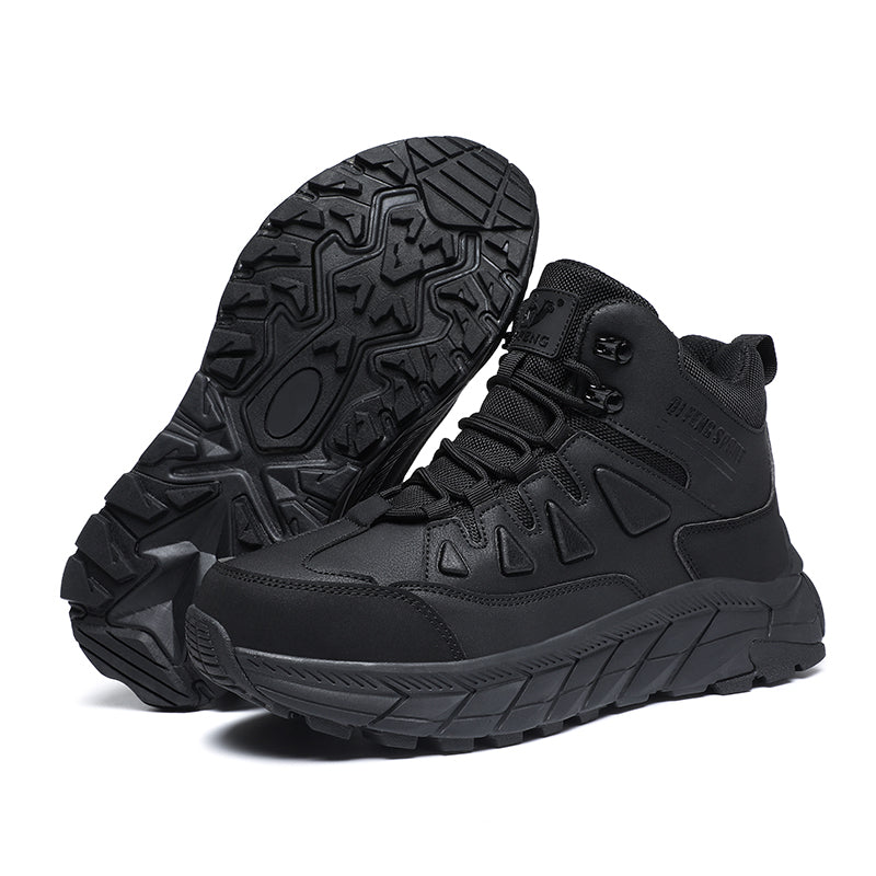 Men's Genuine Leather Work Boots - Lace-Up, Waterproof, Wide Toe Box with Arch Support