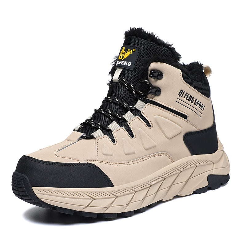 Men's Genuine Leather Work Boots - Lace-Up, Waterproof, Wide Toe Box with Arch Support