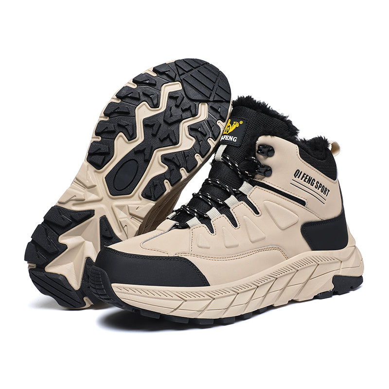 Men's Genuine Leather Work Boots - Lace-Up, Waterproof, Wide Toe Box with Arch Support
