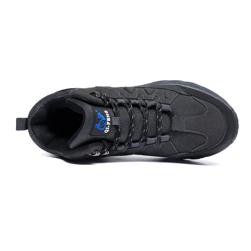 Men's Genuine Leather Work Boots - Lace-Up, Waterproof, Wide Toe Box with Arch Support