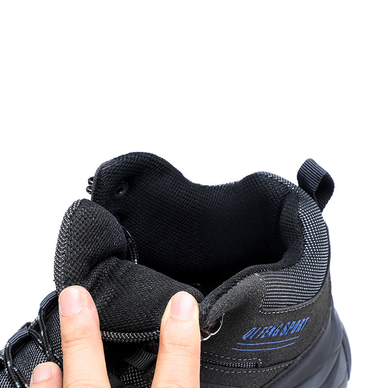 Men's Genuine Leather Work Boots - Lace-Up, Waterproof, Wide Toe Box with Arch Support