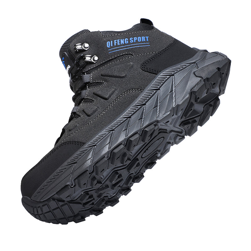 Men's Genuine Leather Work Boots - Lace-Up, Waterproof, Wide Toe Box with Arch Support