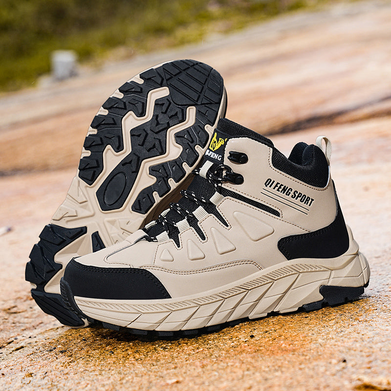 Men's Genuine Leather Work Boots - Lace-Up, Waterproof, Wide Toe Box with Arch Support