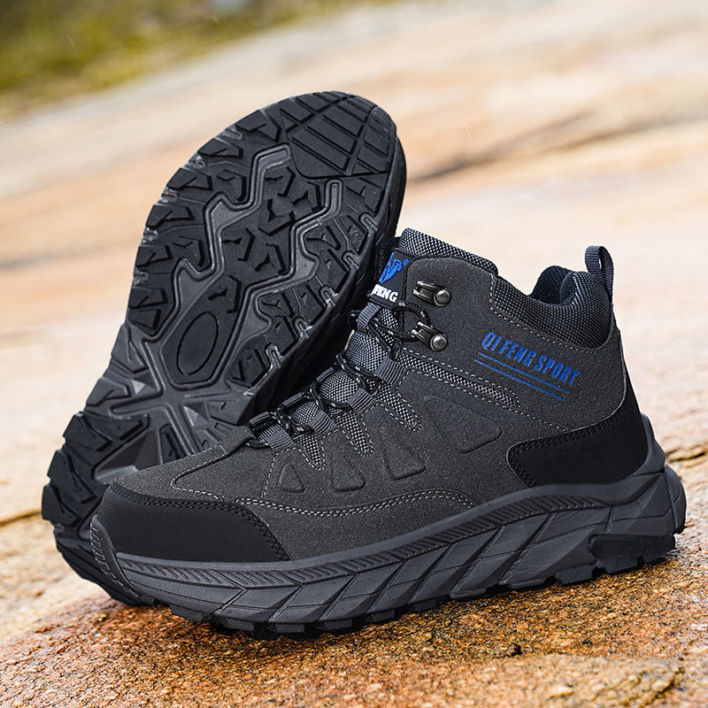 Men's Genuine Leather Work Boots - Lace-Up, Waterproof, Wide Toe Box with Arch Support
