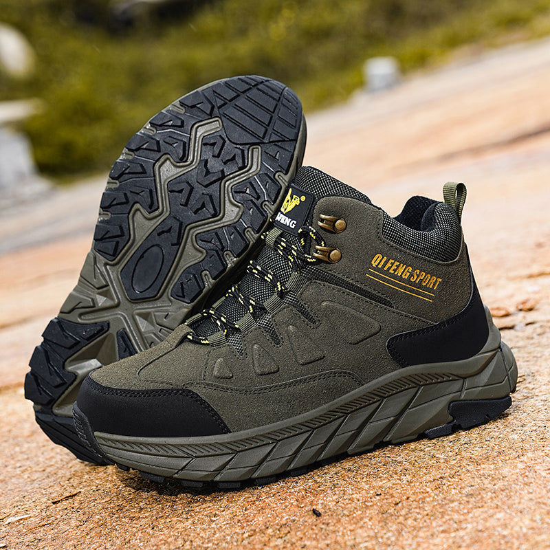 Men's Genuine Leather Work Boots - Lace-Up, Waterproof, Wide Toe Box with Arch Support