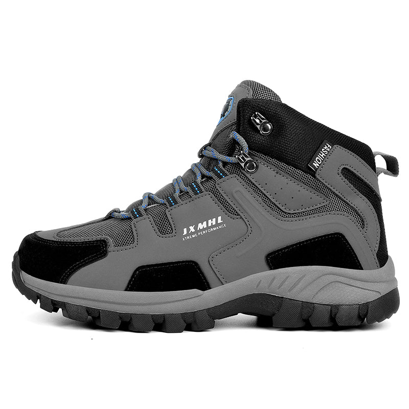 Men's Genuine Leather Hiking Boots - Lace-Up, Slip Resistant, Relaxed Fit, Breathable, Maximum Support, Wide Toe Box with Arch Support