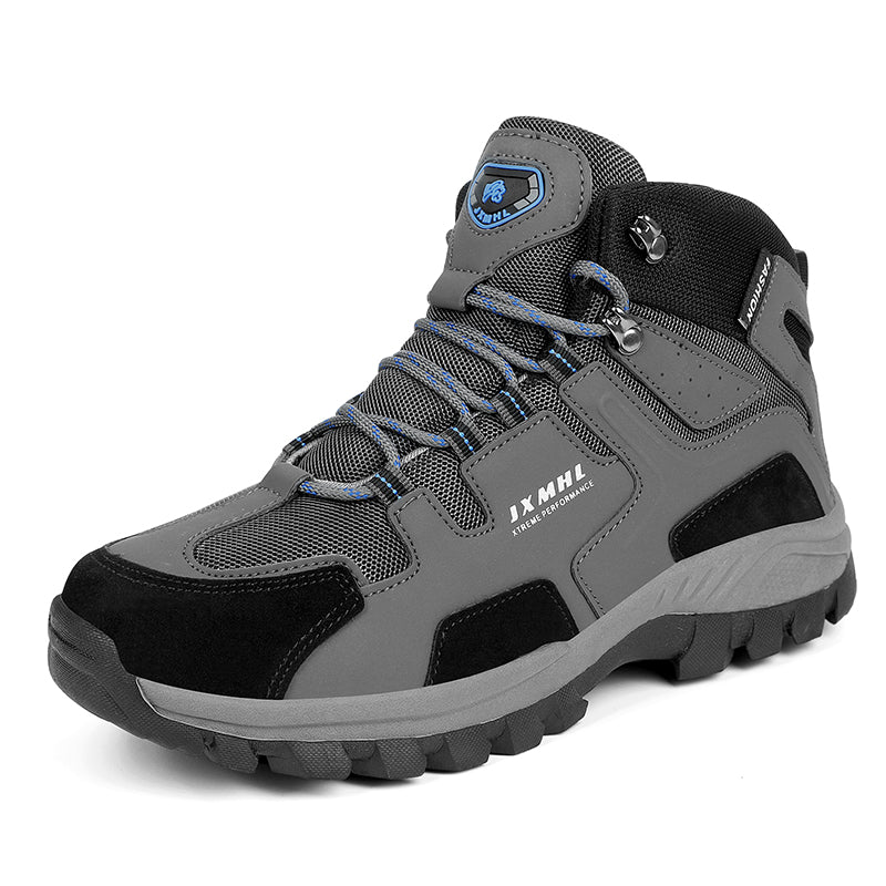 Men's Genuine Leather Hiking Boots - Lace-Up, Slip Resistant, Relaxed Fit, Breathable, Maximum Support, Wide Toe Box with Arch Support