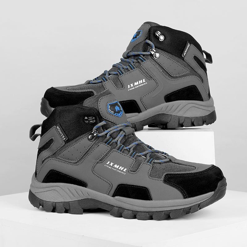 Men's Genuine Leather Hiking Boots - Lace-Up, Slip Resistant, Relaxed Fit, Breathable, Maximum Support, Wide Toe Box with Arch Support