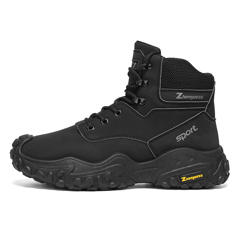 Men's Genuine Leather Hiking Boots - Lace-Up, Waterproof, Relaxed Fit, Wide Toe Box with Arch Support