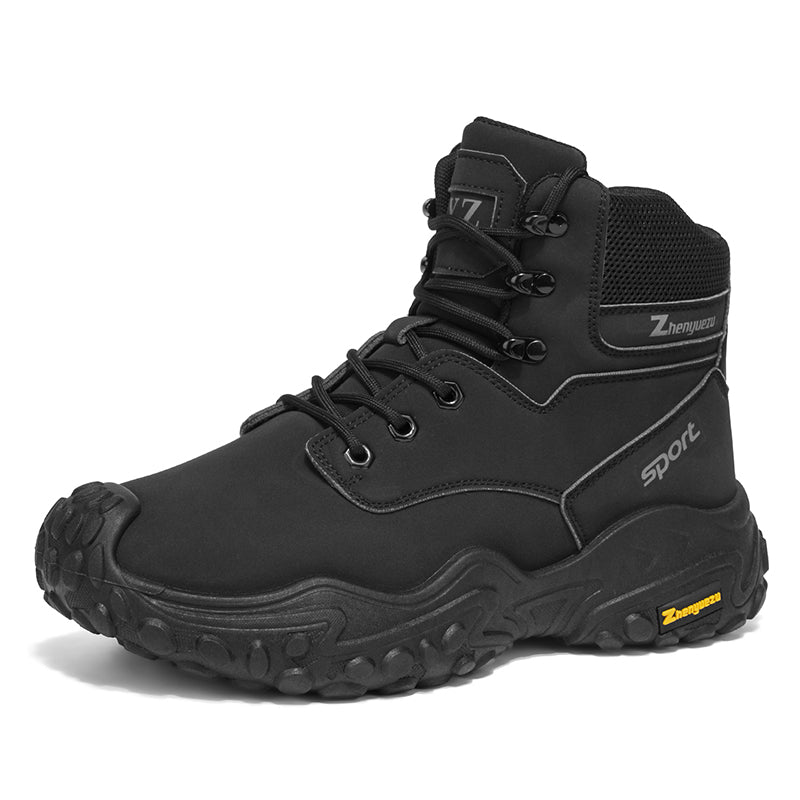 Men's Genuine Leather Hiking Boots - Lace-Up, Waterproof, Relaxed Fit, Wide Toe Box with Arch Support