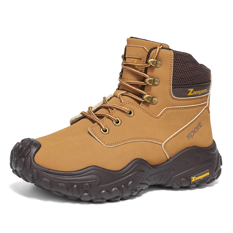 Men's Genuine Leather Hiking Boots - Lace-Up, Waterproof, Relaxed Fit, Wide Toe Box with Arch Support