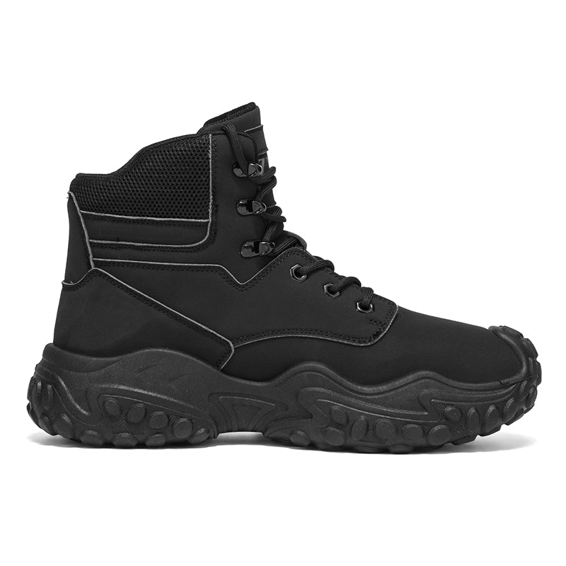 Men's Genuine Leather Hiking Boots - Lace-Up, Waterproof, Relaxed Fit, Wide Toe Box with Arch Support