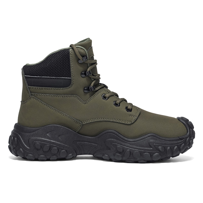 Men's Genuine Leather Hiking Boots - Lace-Up, Waterproof, Relaxed Fit, Wide Toe Box with Arch Support