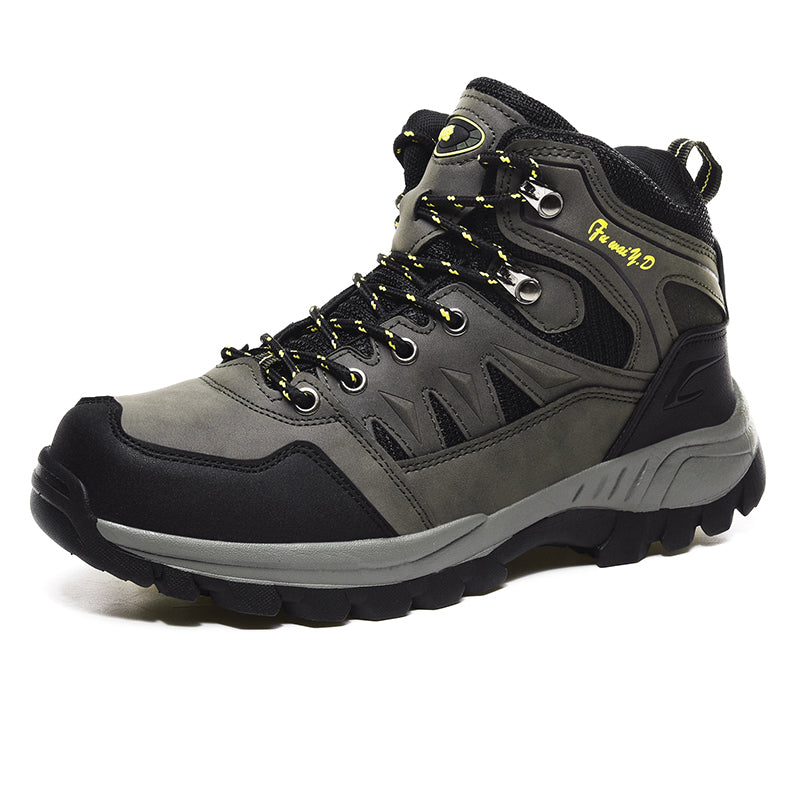 Men's Genuine Leather Hiking Boots - Lace-Up, Waterproof, Slip Resistant, Relaxed Fit, Breathable, Wide Toe Box with Arch Support