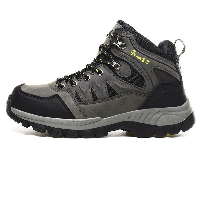 Men's Genuine Leather Hiking Boots - Lace-Up, Waterproof, Slip Resistant, Relaxed Fit, Breathable, Wide Toe Box with Arch Support