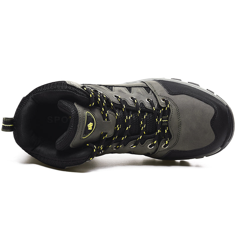 Men's Genuine Leather Hiking Boots - Lace-Up, Waterproof, Slip Resistant, Relaxed Fit, Breathable, Wide Toe Box with Arch Support