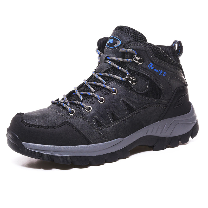 Men's Genuine Leather Hiking Boots - Lace-Up, Waterproof, Slip Resistant, Relaxed Fit, Breathable, Wide Toe Box with Arch Support