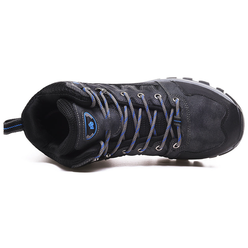 Men's Genuine Leather Hiking Boots - Lace-Up, Waterproof, Slip Resistant, Relaxed Fit, Breathable, Wide Toe Box with Arch Support