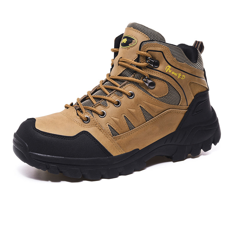 Men's Genuine Leather Hiking Boots - Lace-Up, Waterproof, Slip Resistant, Relaxed Fit, Breathable, Wide Toe Box with Arch Support