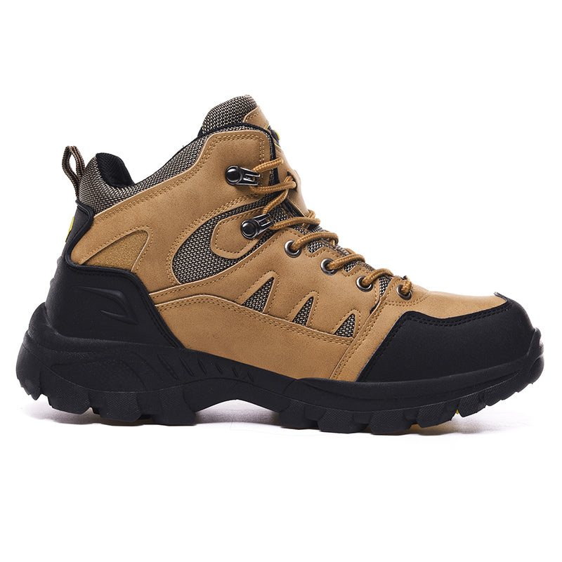 Men's Genuine Leather Hiking Boots - Lace-Up, Waterproof, Slip Resistant, Relaxed Fit, Breathable, Wide Toe Box with Arch Support