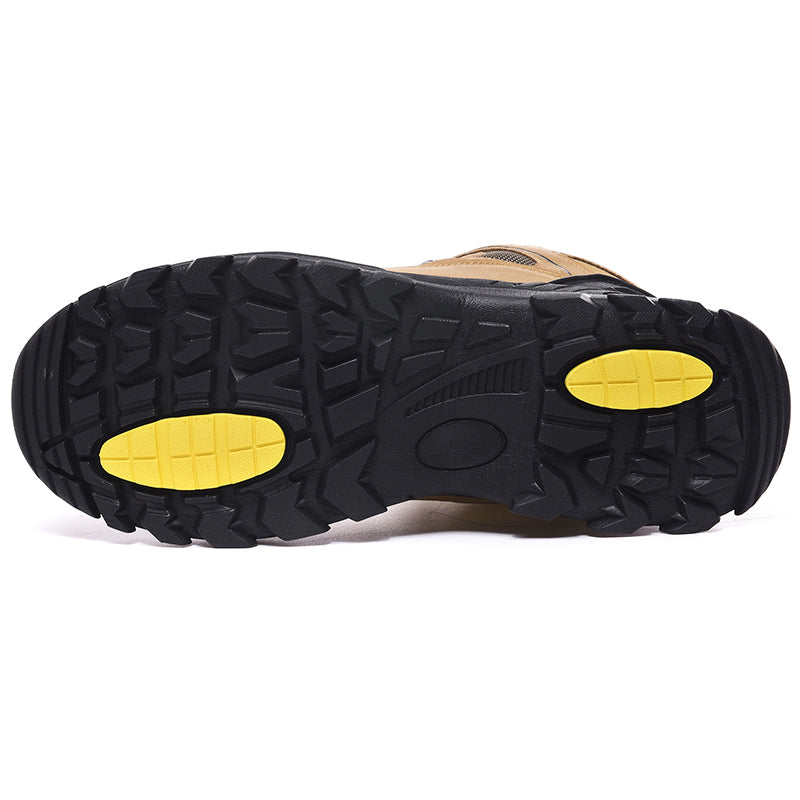 Men's Genuine Leather Hiking Boots - Lace-Up, Waterproof, Slip Resistant, Relaxed Fit, Breathable, Wide Toe Box with Arch Support
