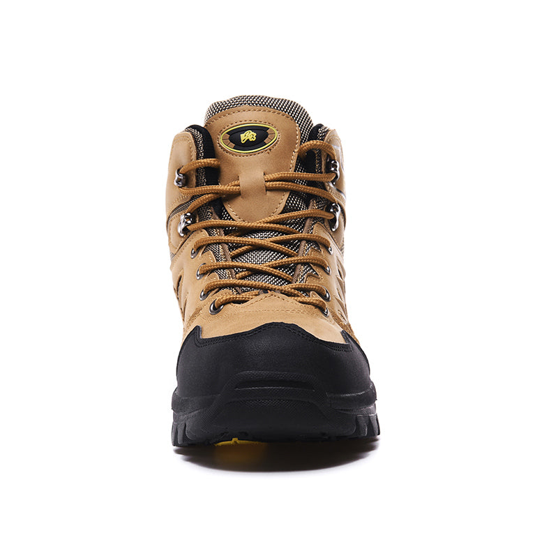 Men's Genuine Leather Hiking Boots - Lace-Up, Waterproof, Slip Resistant, Relaxed Fit, Breathable, Wide Toe Box with Arch Support