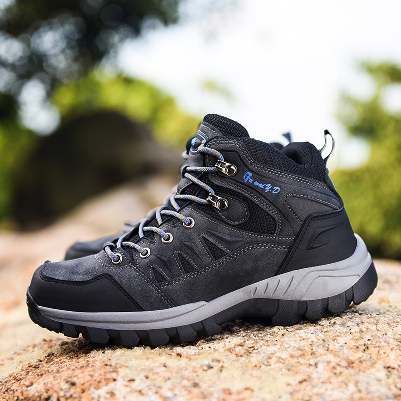 Men's Genuine Leather Hiking Boots - Lace-Up, Waterproof, Slip Resistant, Relaxed Fit, Breathable, Wide Toe Box with Arch Support