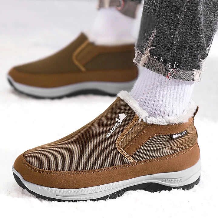 (⏰ Almost Gone!!!) Men's Outdoor Slip-on Warm Hiking Boots - Waterproof, Slip-resistant, Puncture-resistant - Arch Support, Wide Toe - Suitable for Everyday Wear and Outdoor Adventures