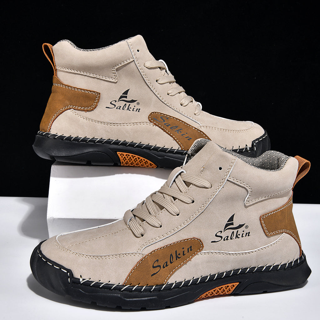 Men's Orthopedic Leather Shoes - Built-in Arch Support, Ankle Support, Waterproof, Non-Slip, Comfortable Work Shoes, Ideal For All-Day Wear and Durable For 5 Years
