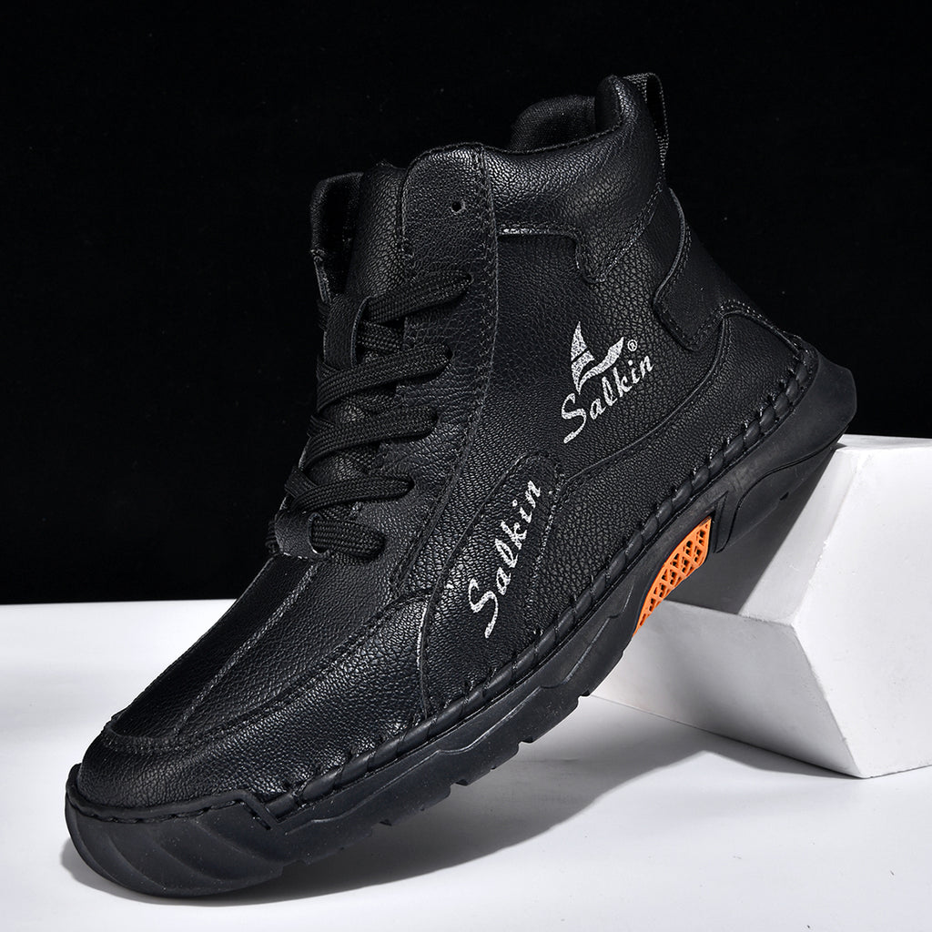 Men's Orthopedic Leather Shoes - Built-in Arch Support, Ankle Support, Waterproof, Non-Slip, Comfortable Work Shoes, Ideal For All-Day Wear and Durable For 5 Years